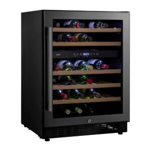 Kaff Wine Cooler with 46 Bottles/135 Litres | Wooden Shelves Wine Fridge | Full Mirror Glass Door | Touch Control | LED Display (WC135DZ,...
