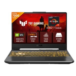 ASUS TUF A15 Gaming Laptop (AMD Ryzen 7/ 16GB RAM/ 512GB SSD/ 15.6 Inch (39.62 cm) FHD Display/ 4GB-NVIDIA GeForce RTX 3050 Graphics/ Win...