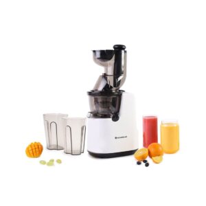 Wonderchef Full Fruit Juicer | 240W Power | Professional Cold Press | Fine Strainer | 55 RPM | High Juice Yield (Regenta, White)