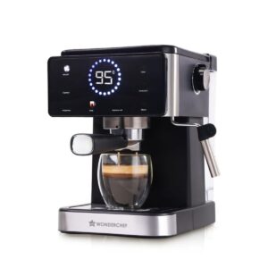 Wonderchef Rinaldi Espresso Coffee Machine | 1.5L Capacity | 20 Bar Pressure | Digital Display | Milk Frother | Auto Cleaning (Rinaldi, B...